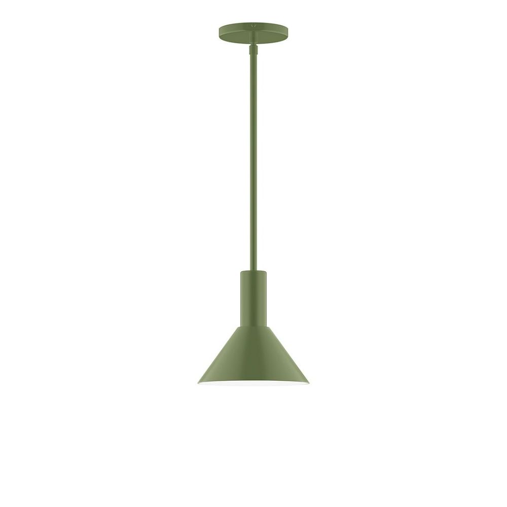 Montclair Lightworks STGX451-22 8" Stack Mini Cone Stem Hung Pendant Fern Green Finish